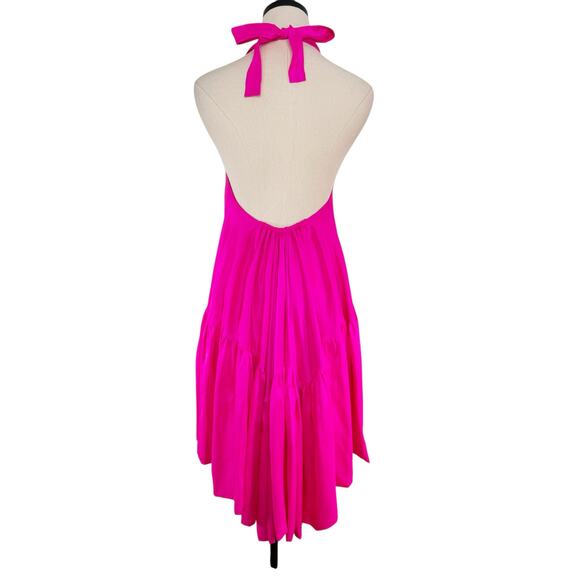 NWT AZEEZA Winston Raw Silk Mini Dress Ultra Pink High Low Party Size L - Picture 4 of 10
